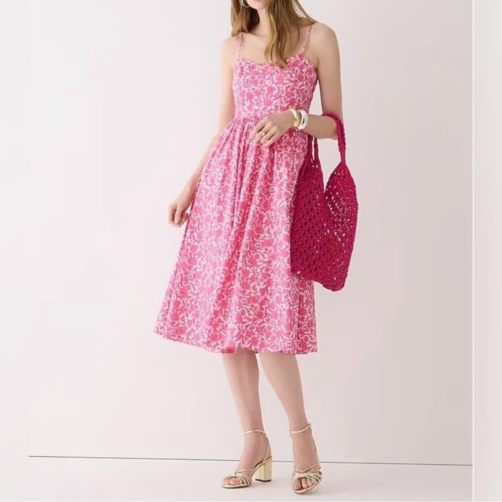 j crew A-line cotton poplin midi dress in rosebud floral